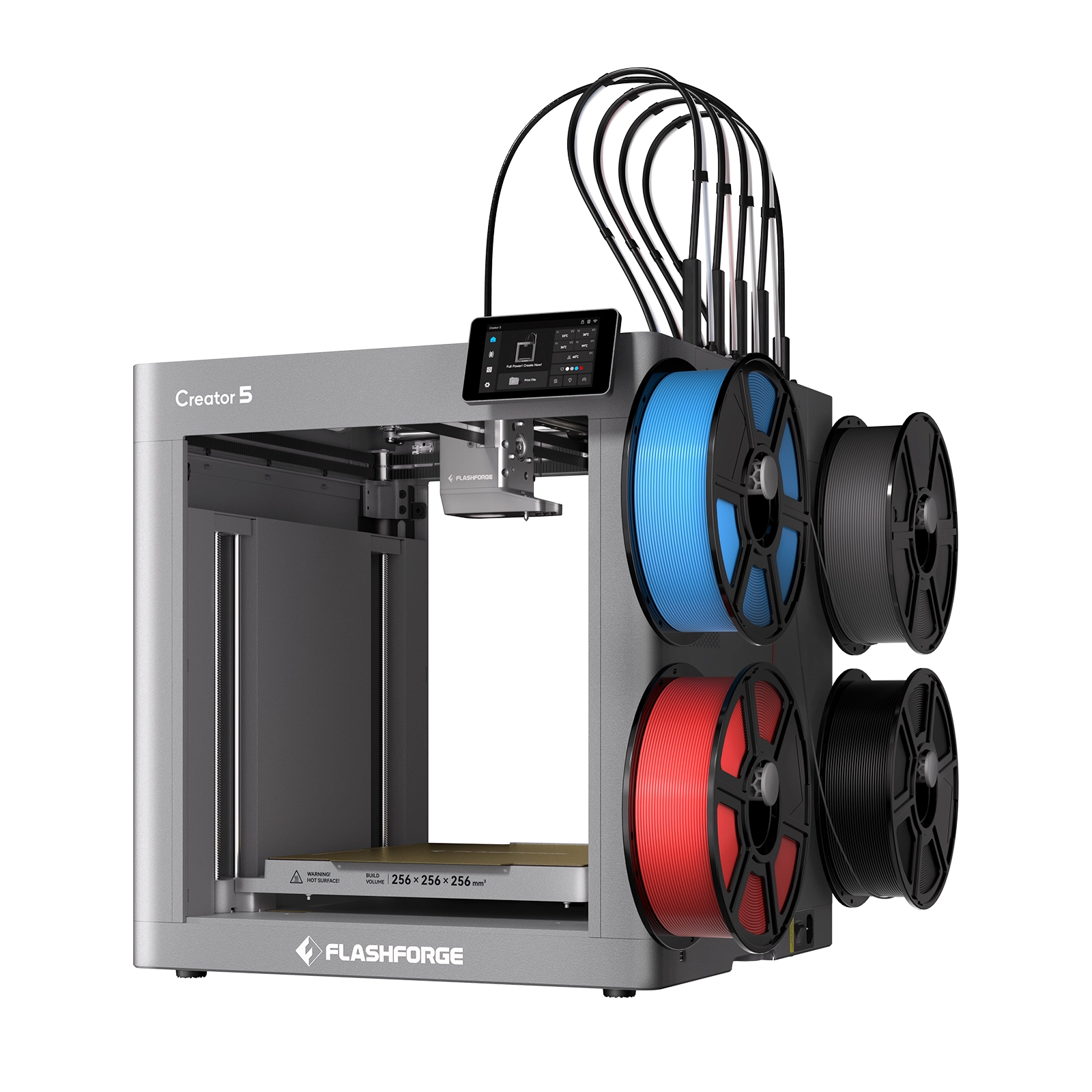 Flashforge Creator 5 4-Toolheads Multi-Color 3D Printer | 500% Faster, Zero Purge Waste