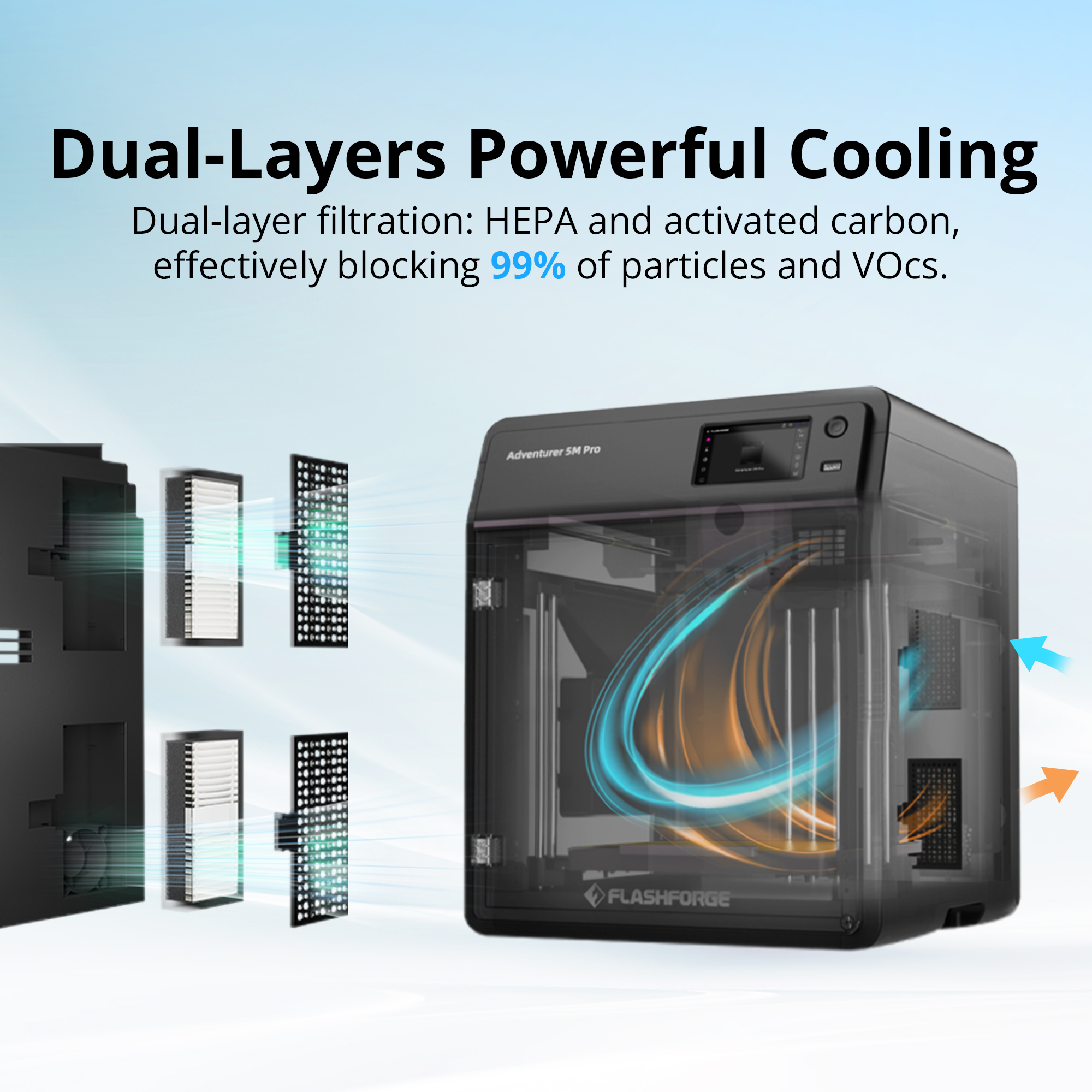 Impresora 3D Flashforge Adventurer 5M Pro, estructura metálica CoXY cerrada, segura para uso doméstico
