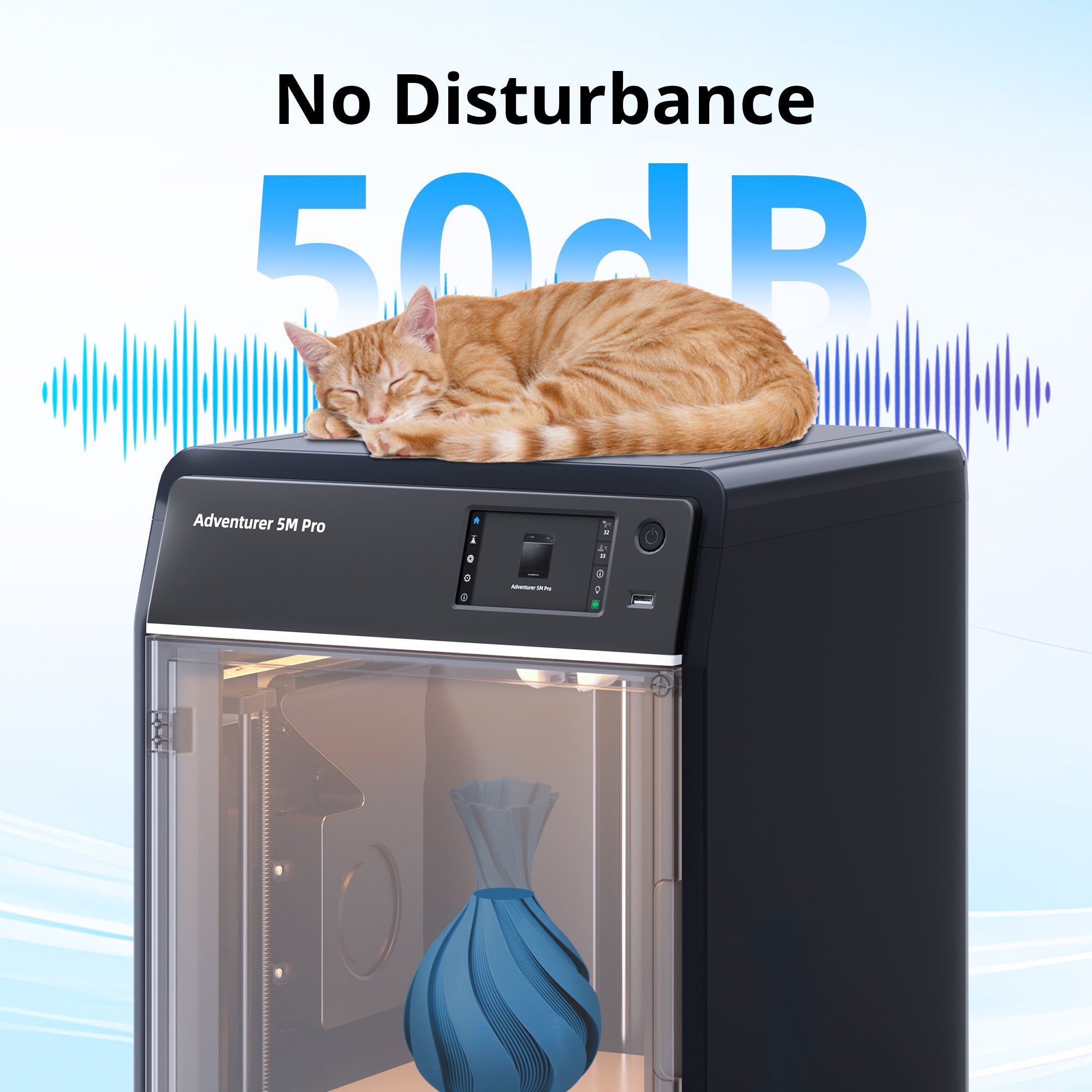 Impresora 3D Flashforge Adventurer 5M Pro, estructura metálica CoXY cerrada, segura para uso doméstico