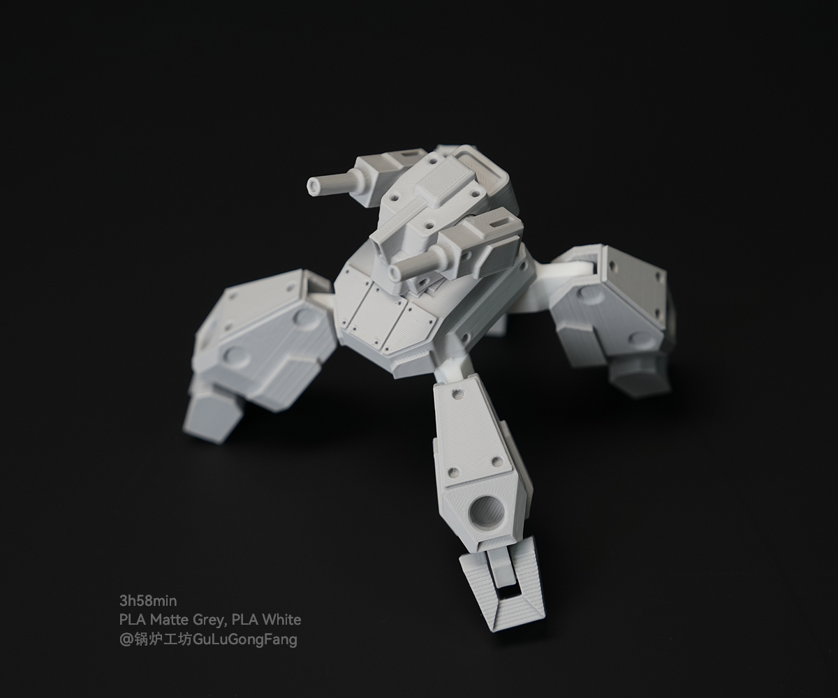 A 3D Printed Tank in PLA Matte Grey