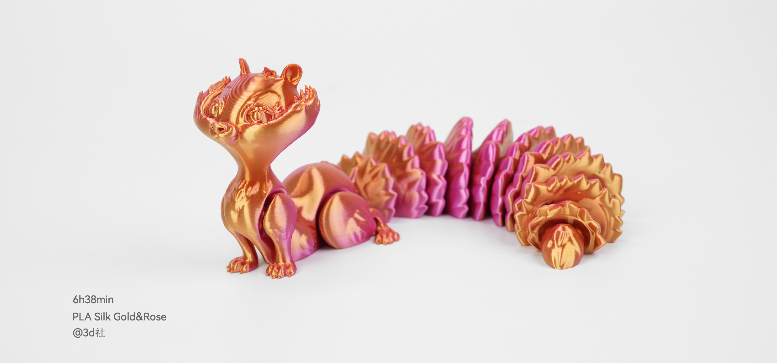 A 3D Printed Fox in PLA Silk Gold&Rose