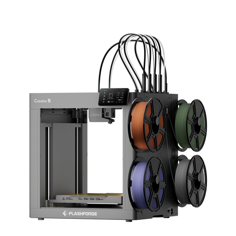 Flashforge Creator 5 Impresora 3D Multi-Color con 4 Cabezas de Herramienta | 500% Más Rápida, Sin Desperdicio de Purga - Creator 5