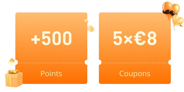 500 Points and 5 x $10 Coupons